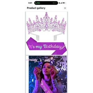 Birthday Tiara and Sash Set Silver Rhinestone Crown for Women 11 sets bulk